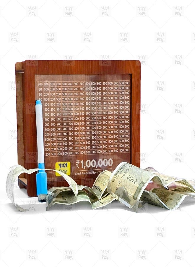 YaYplay Yay Play 1,00,000 Rupees Money Saving Box | Wooden Piggy Bank with Easy Tracking of Savings - Reusable Piggy Bank- Original Brand Yay Play - Image 1